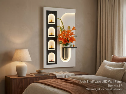 LED wall art Arch Shelf Vase Panel for living room decor