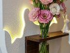 LED wall art Butterfly Vase Panel close up with glass vase