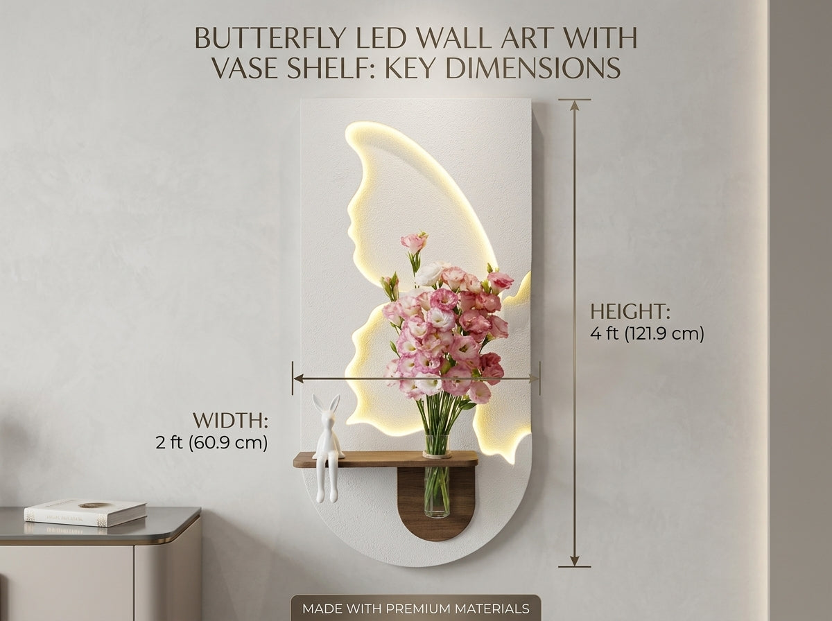 LED wall art Butterfly Vase Panel 4 ft x 2 ft size