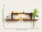 LED wall art layered shelf with 55 cm width and 32 cm height dimensions