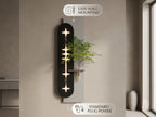 LED wall art Nandina with wooden shelf and clear glass vase