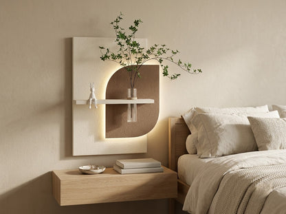 LED wall art curved panel styled on a modern entryway wall