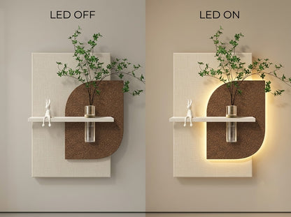 LED wall art curved panel showing textured finish and warm halo lighting
