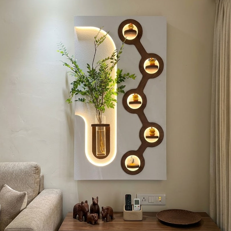 Handcrafted LED wall art with layered HDF construction