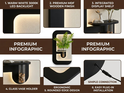 Modern LED wall art for living room with warm lighting