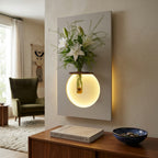 LED wall art flower vase lamp in home entryway – warm glow globe decor for foyer India