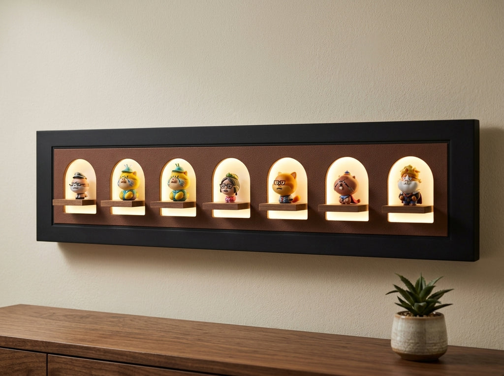 LED wall art with integrated glass vase holder