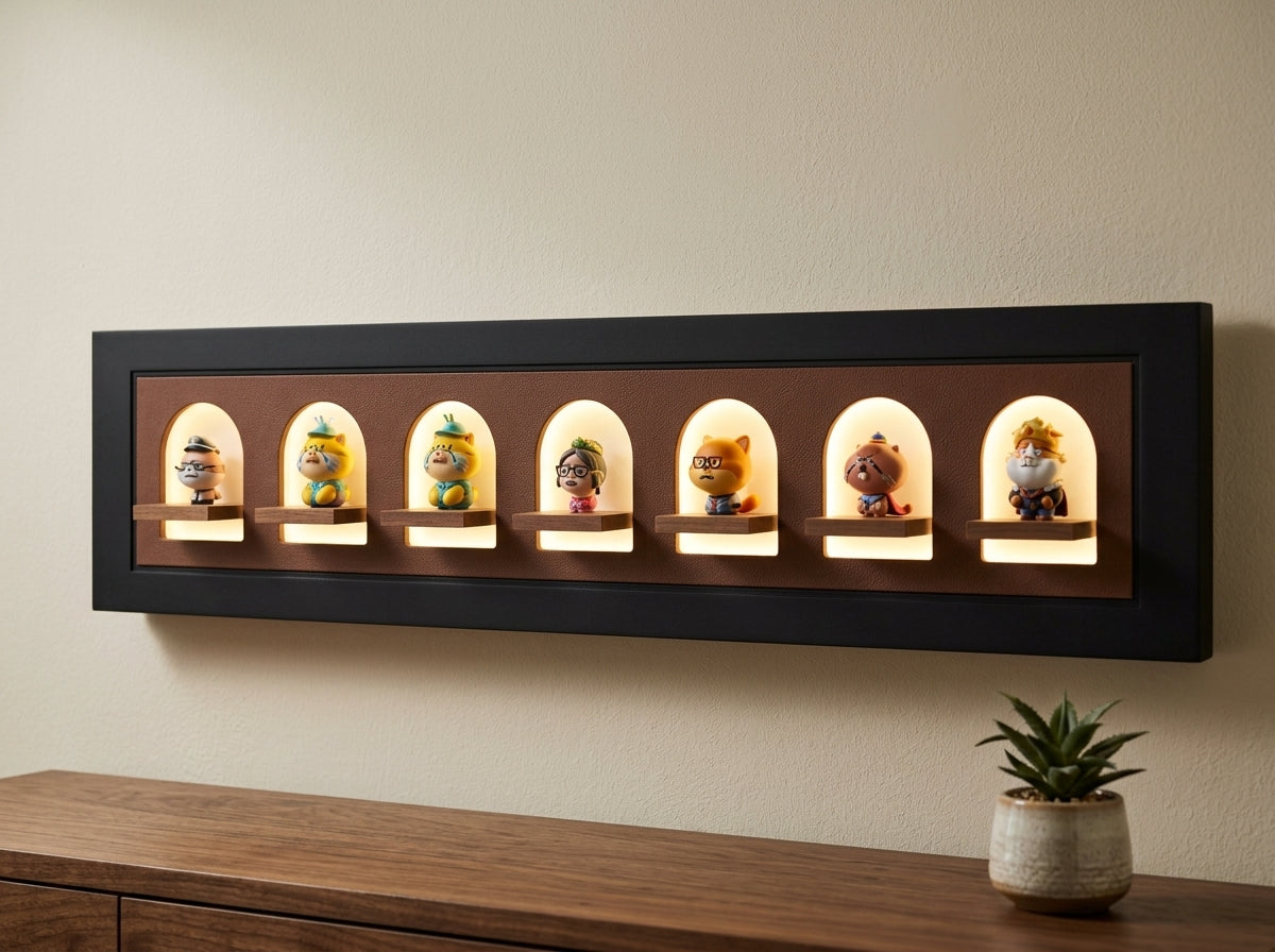 LED wall art with integrated glass vase holder