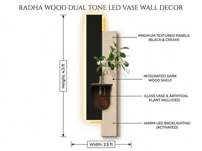 LED wall art 4.5 ft x 2.5 ft dual tone vase panel size