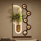 LED wall art for living room with circular illuminated accents