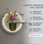 Modern home wall decor panel with LED lighting and shelf