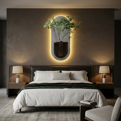 LED Wall Decor with Shelf & Vase | Radha Wood India