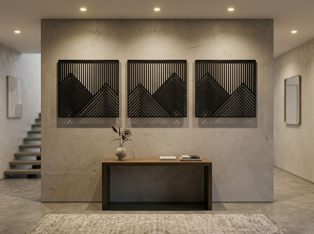 Modern Geometric Wooden Wall Art Set (Set of 3)
