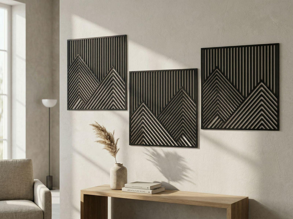 Modern Geometric Wooden Wall Art Set (Set of 3)