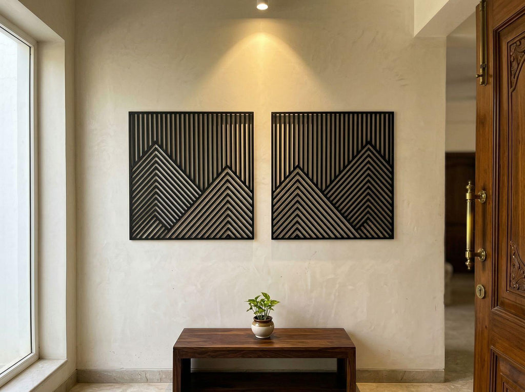 Modern Geometric Wooden Wall Art Set (Set of 3)