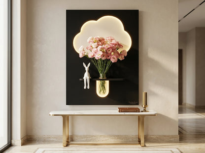 LED wall art Cloud Flower Vase Panel for foyer wall decor