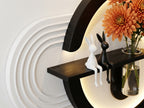LED wall art Luna Arc Flower Vase Panel close up with shelf