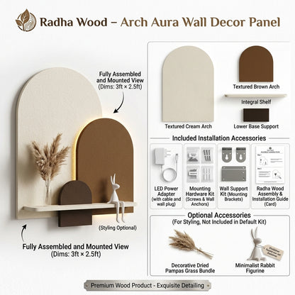 Radha Wood LED wall art arch aura panel – Harmony Collection banner with shop now call to action