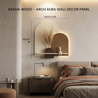LED wall art arch aura panel material showcase – layered design, backlit LED, shelf thickness, texture palette