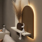 LED wall art arch aura panel included parts – cream arch, brown arch, shelf, LED kit, mounting hardware