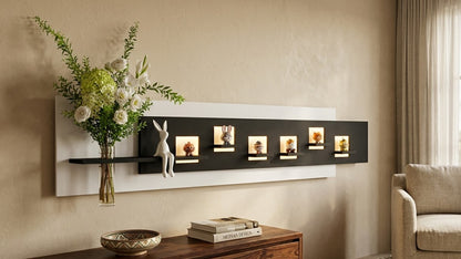 LED wall art with removable glass vase holder and display shelf