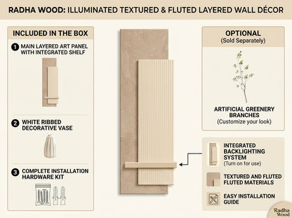 Premium Arch Aura LED wall decor panel displayed above wooden console table