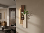 LED wall art complete box contents – main unit, glass vase, mounting hardware, level sticker, instructions