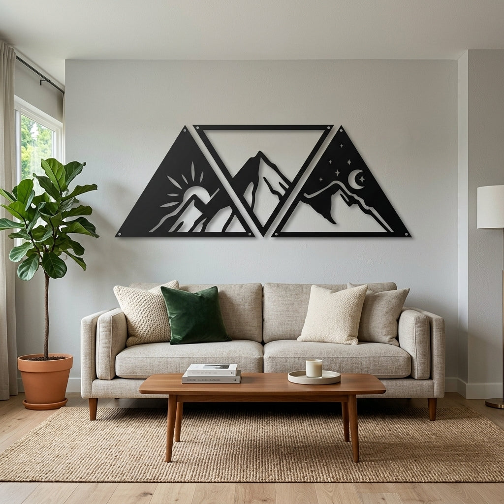 Mountain wooden wall art for modern home decor