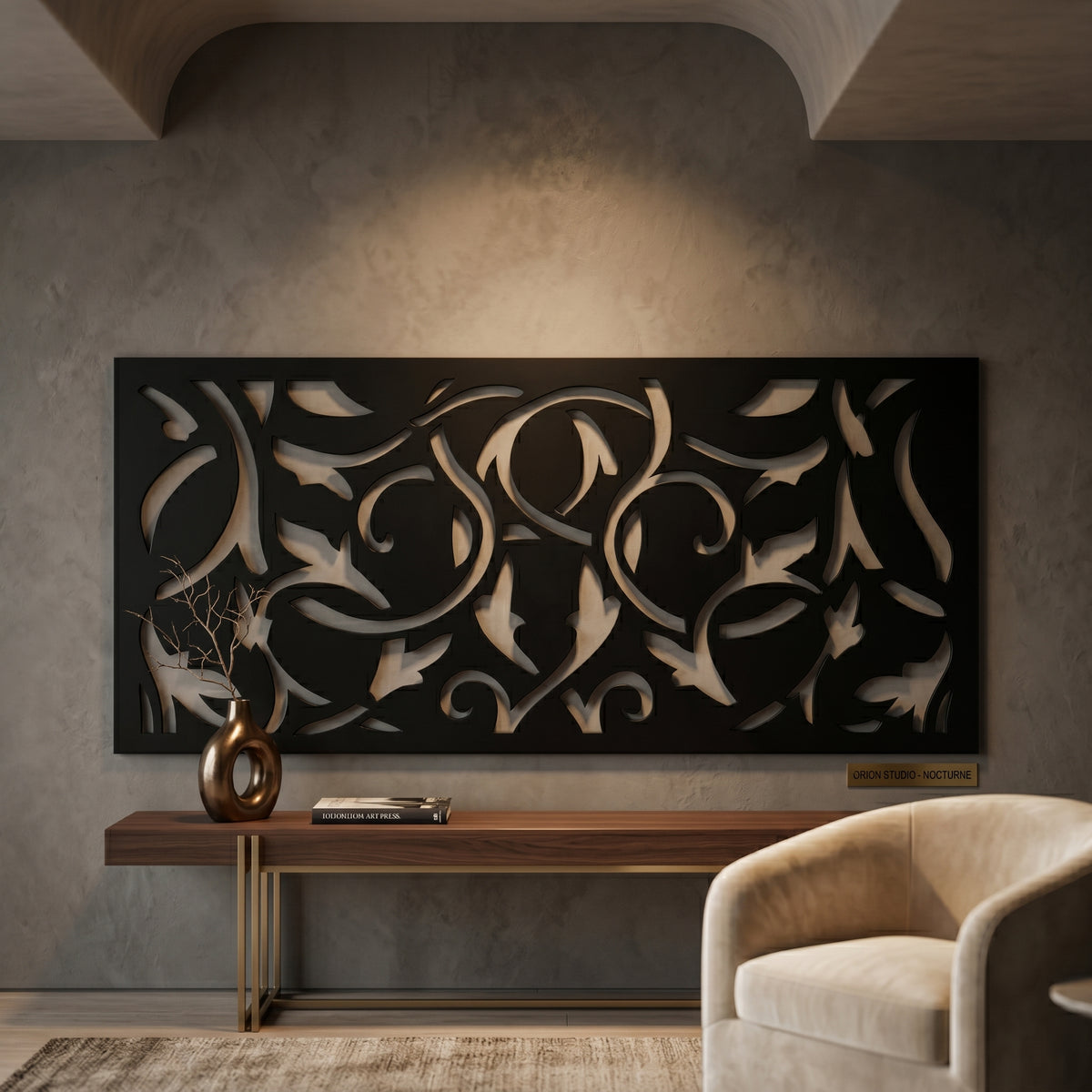Decorative metal wall art for bedroom interior design