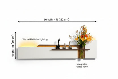 Minimalist horizontal LED wall art panel creating soft ambient light in living room