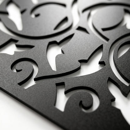 Aesthetic black wall art with floral pattern design