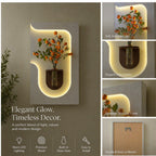 Decorative LED wall panel with built in vase holder