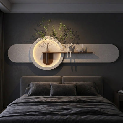 Decorative wall shelf with vase and minimalist design