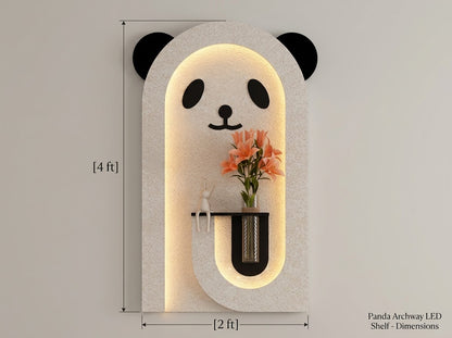 Panda LED wall art 4x2 ft front view with warm lighting