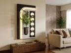 LED wall art oval niche with flower vase in dining room