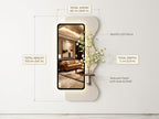 LED wall art with mirror installed in modern apartment