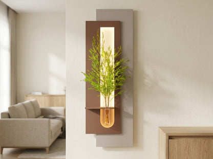 LED wall art with flower vase for modern living room decor