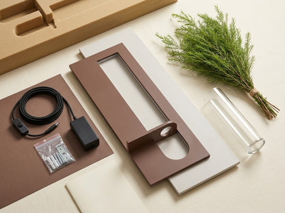 LED wall art product packaging and included accessories