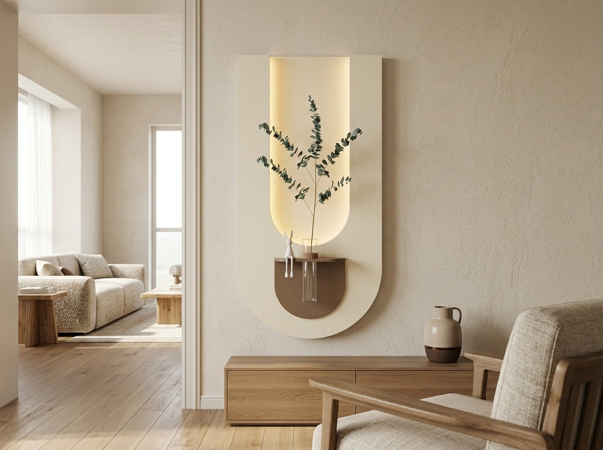 LED wall art with flower vase for modern dining room