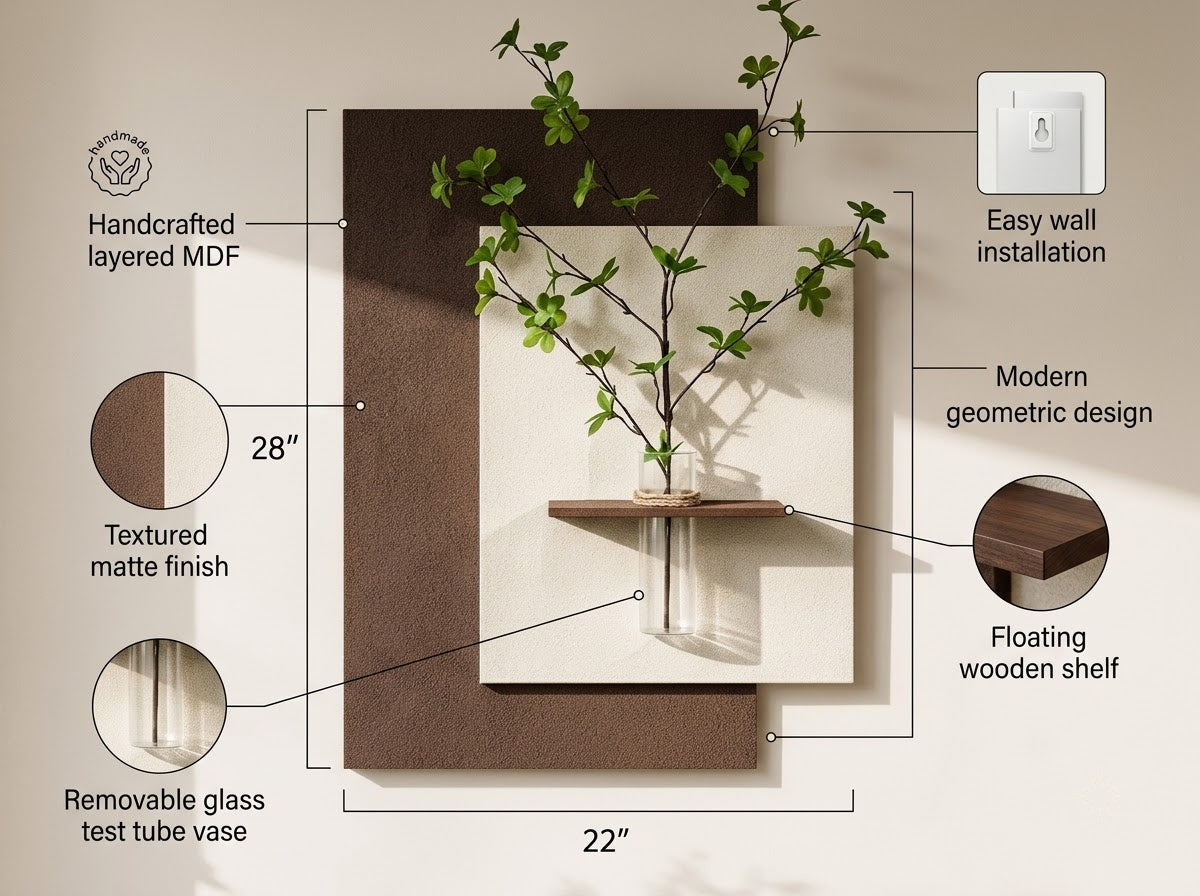LED wall art oval niche product details and wooden finish