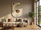 LED wall art oval niche with vase styled in modern bedroom