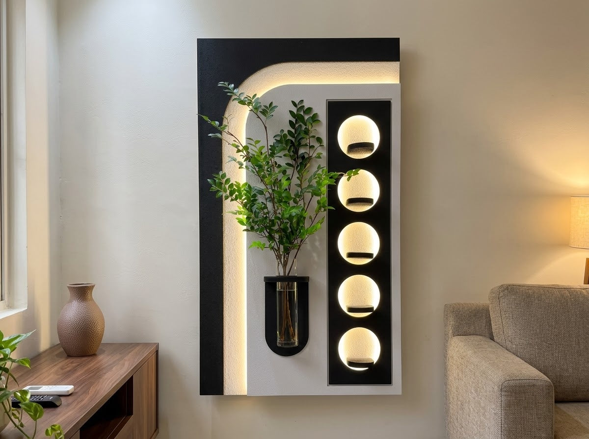 LED wall art oval niche for modern bedroom wall decor