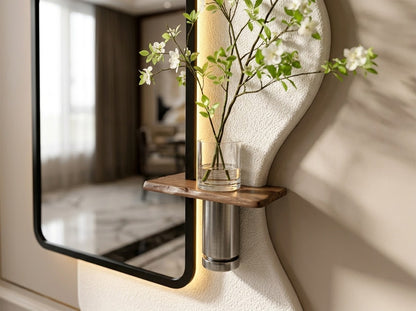 Close-up of LED wall art with premium HDF finish and mirror