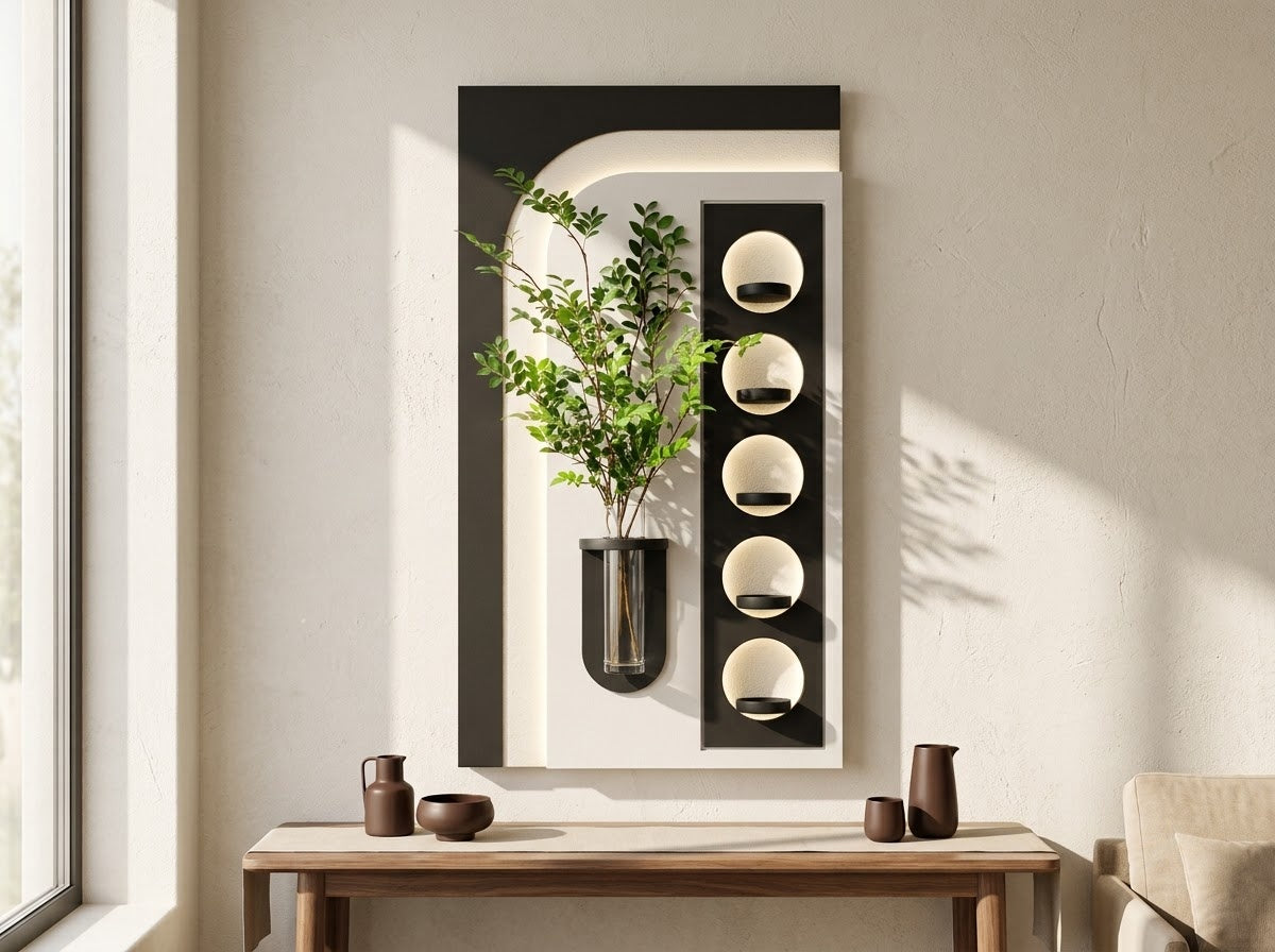 LED wall art oval niche in modern interior