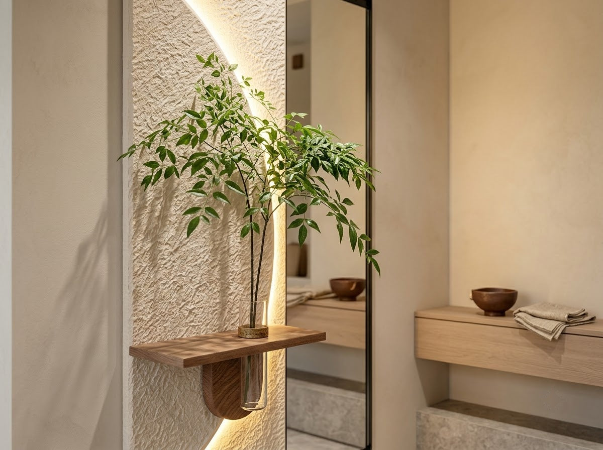 Modern LED wall art with mirror and sliding panel for home decor
