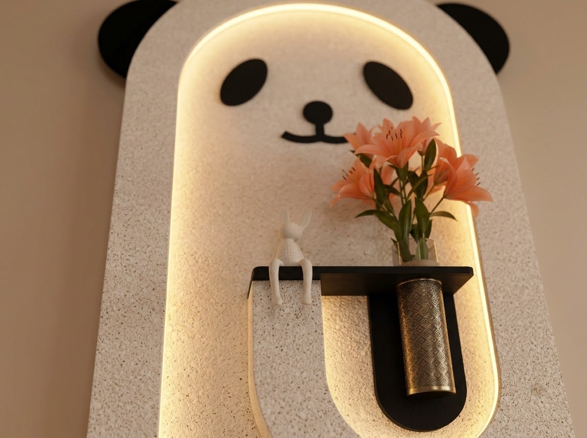 Panda LED wall art decorative panda design close up