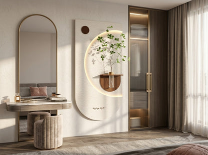 LED wall art oval niche used as elegant entryway wall decor