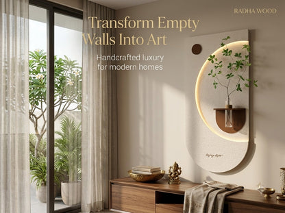 LED wall art oval niche decorating a modern staircase wall