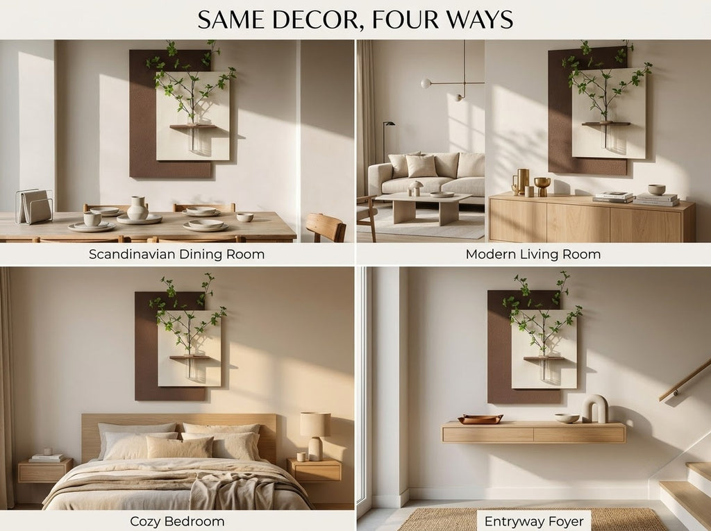 LED wall art oval niche product details and wooden finish