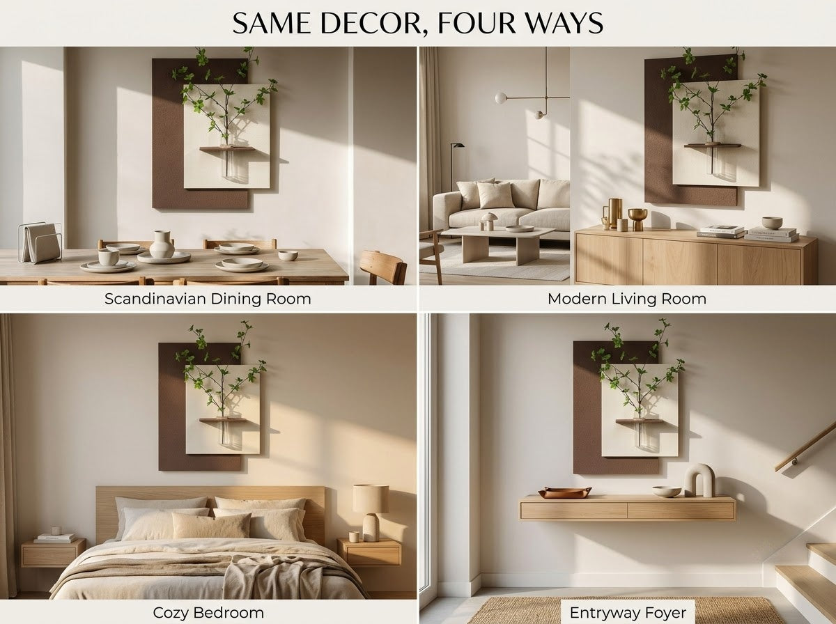 LED wall art oval niche product details and wooden finish